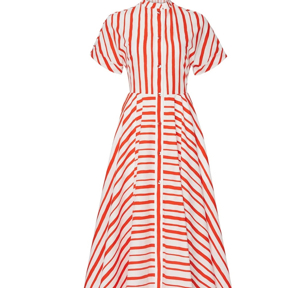 Like New MARTIN GRANT Red and White Striped Maxi Dress. Size 36 / 2 US